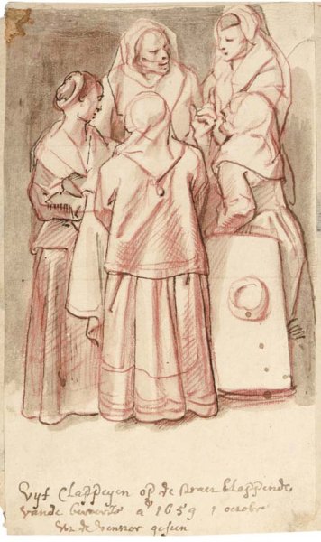 Five women gossiping in the street